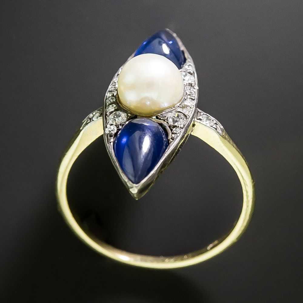 Victorian Pearl, No-Heat Sapphire and Diamond Din… - image 3