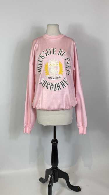 1980s Pink University of Paris Crewneck Sweatshirt