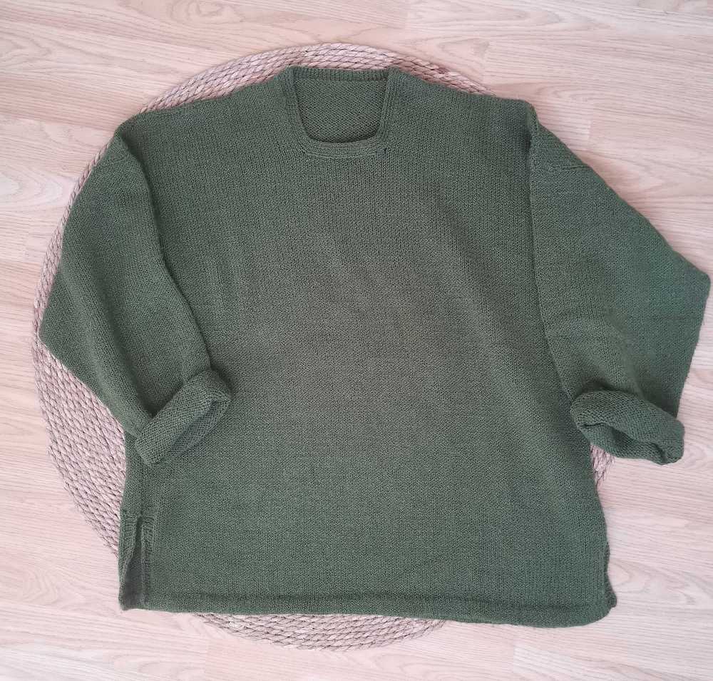 Woolen sweater - Wool sweater, square neck, hand … - image 2