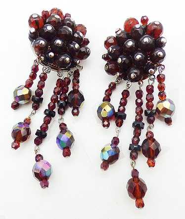 Italian Cherry Amber Crystal Bead Earrings - image 1