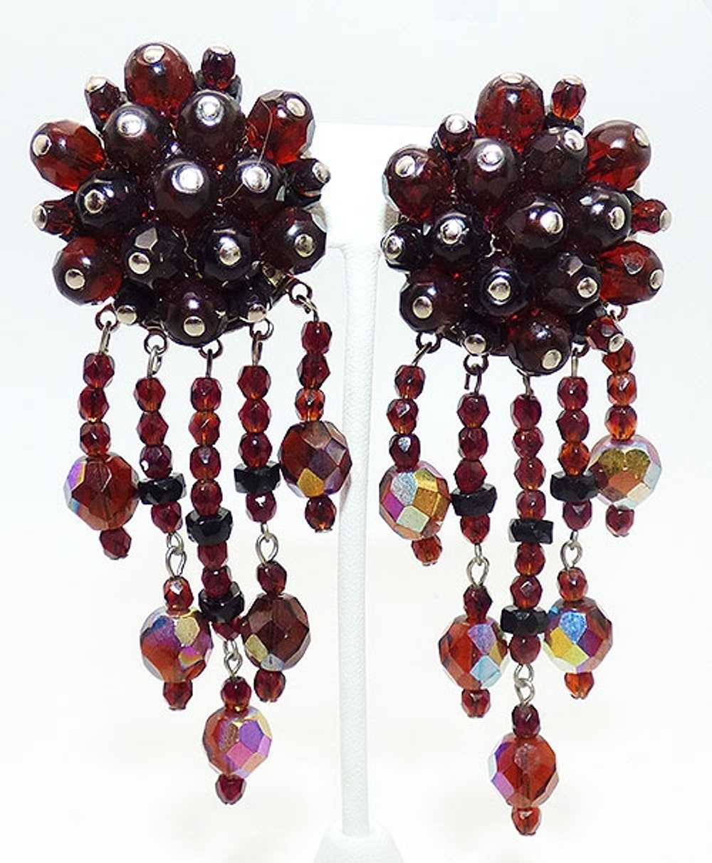 Italian Cherry Amber Crystal Bead Earrings - image 2