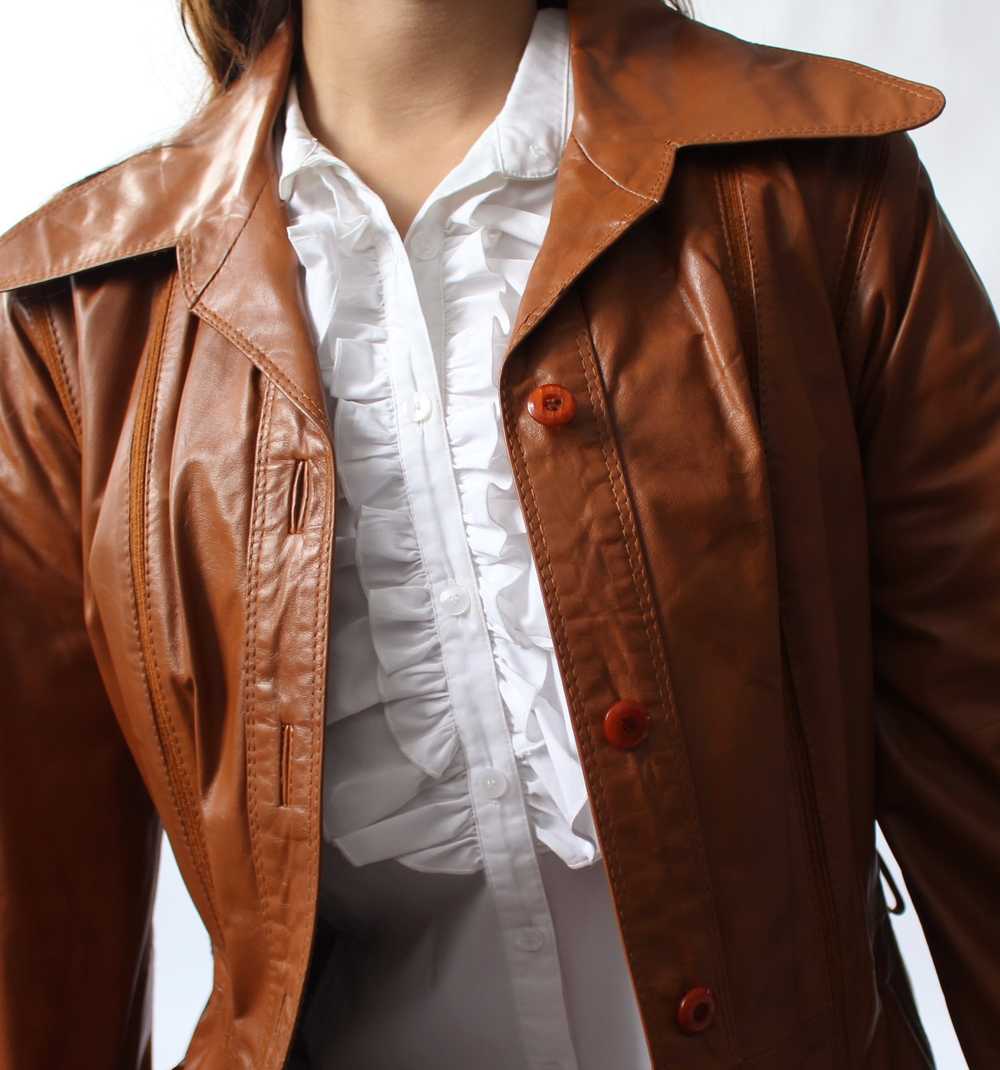 Vintage Cognac Leather Trench - image 10