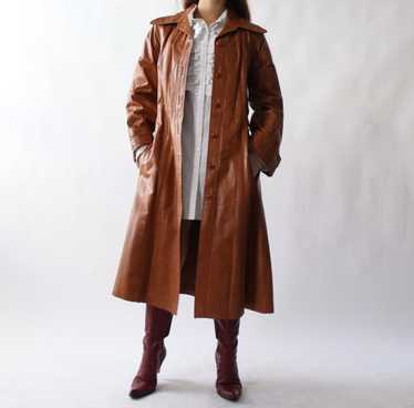 Vintage Cognac Leather Trench - image 1