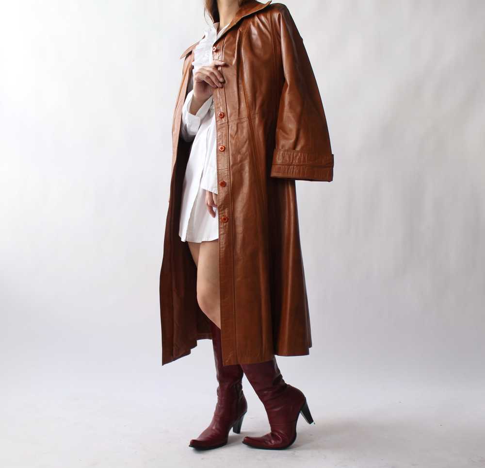 Vintage Cognac Leather Trench - image 3