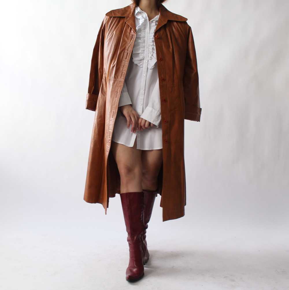 Vintage Cognac Leather Trench - image 5