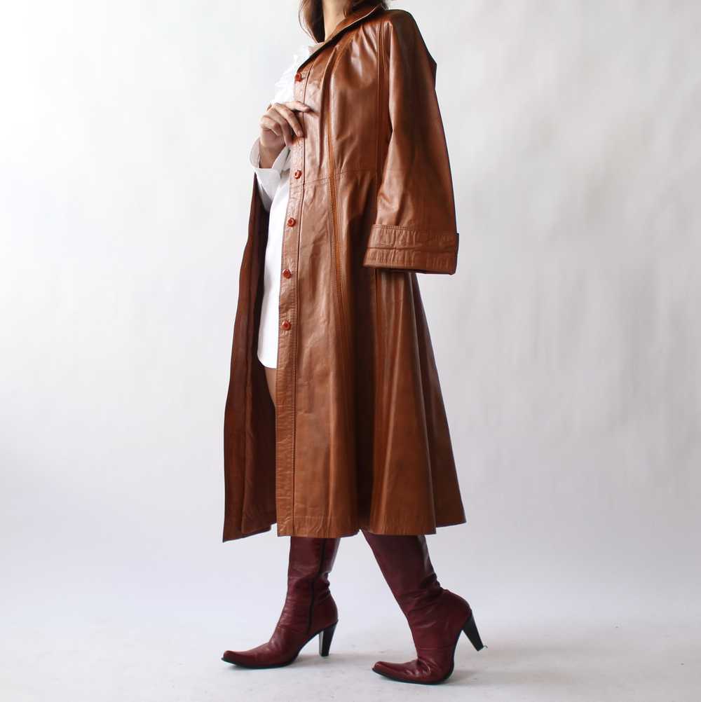 Vintage Cognac Leather Trench - image 7