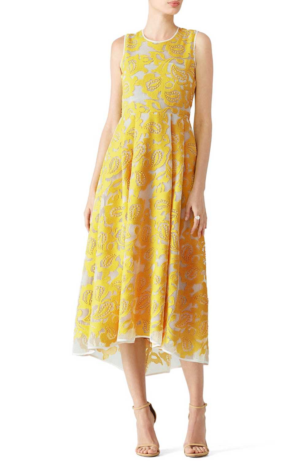 Hunter Bell Yellow Abstract Stitch Dress - image 1