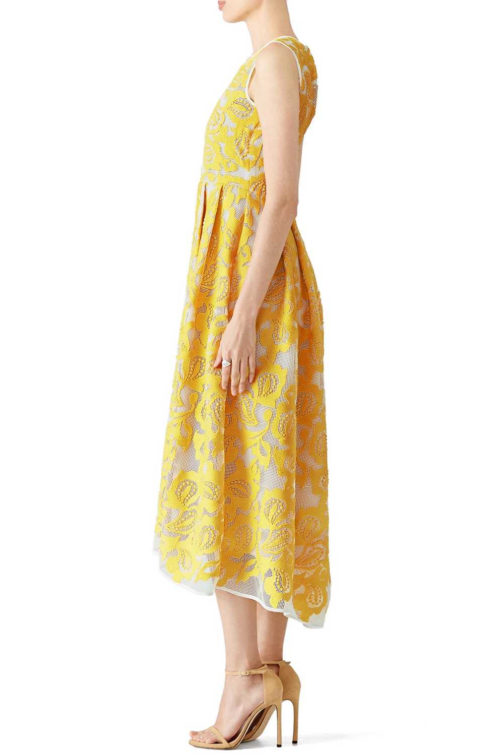 Hunter Bell Yellow Abstract Stitch Dress - image 3
