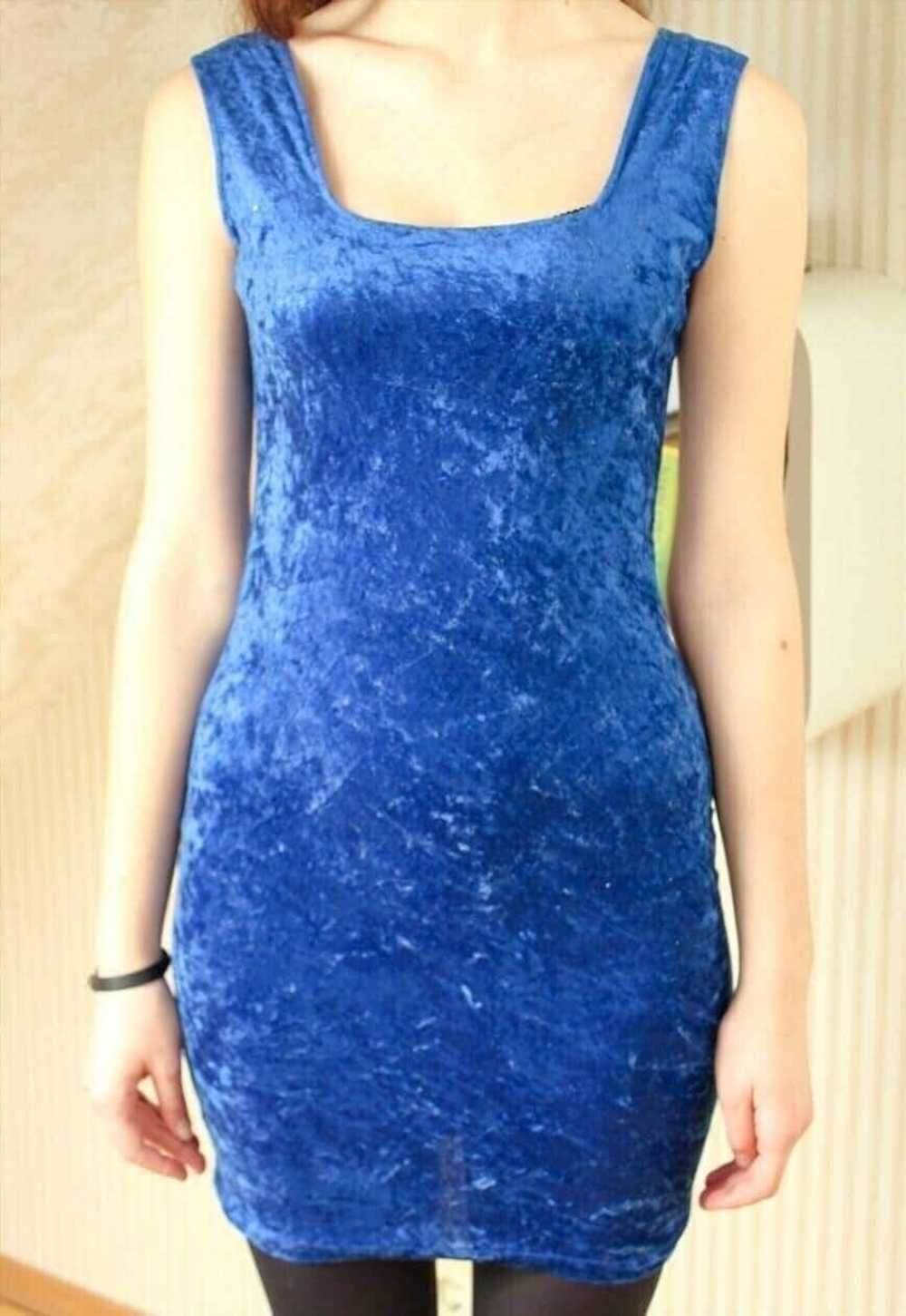 Royal blue bright short dress - image 4