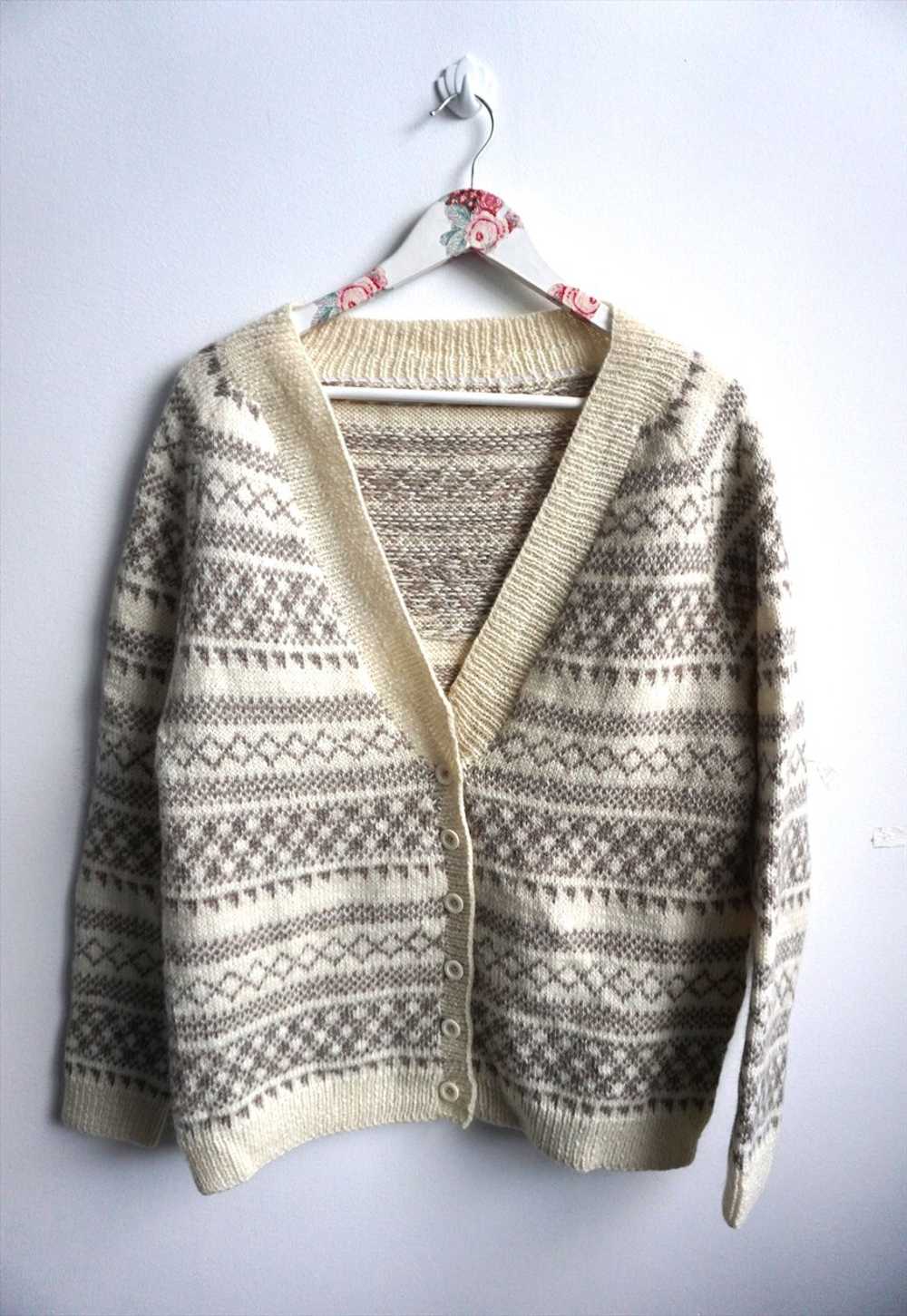 Vintage Norwegian Wool Sweater Cardigan Jumper No… - image 2