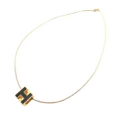 HERMES H Cube Metal Black Pink Gold Necklace - image 1