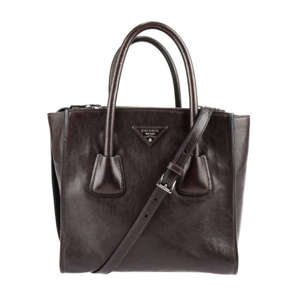 PRADA Handbag BN2625 Gray Scarf MORO Dark Brown S… - image 1
