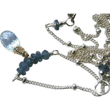 Silver necklace, Topaz Necklace, Apatite, Swiss B… - image 1