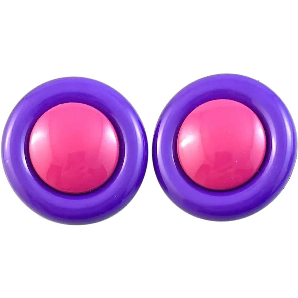 BIG Vintage 1980s Purple & Pink Plastic Button St… - image 1