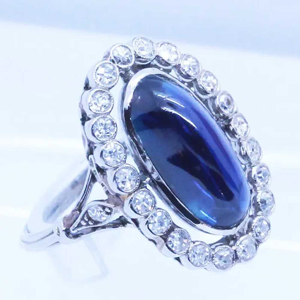 Antique Art Deco Ring Platinum Cabochon Sapphire … - image 2