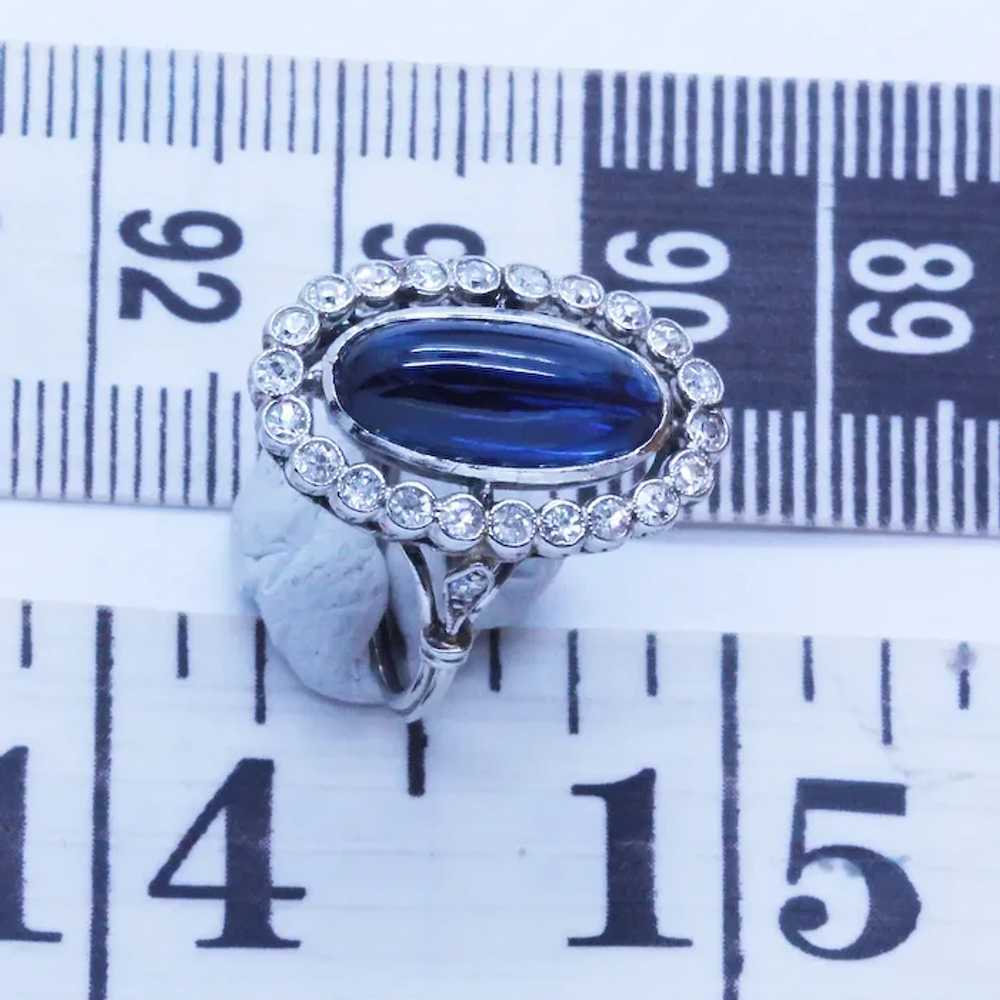 Antique Art Deco Ring Platinum Cabochon Sapphire … - image 5