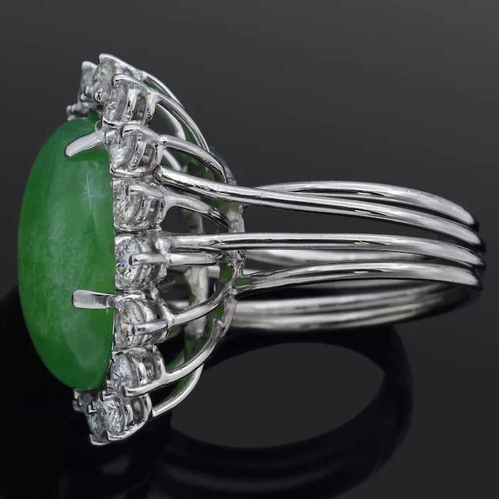 Vintage 11.75Ct Green Jade & 1.67 TCW Diamond Pla… - image 3