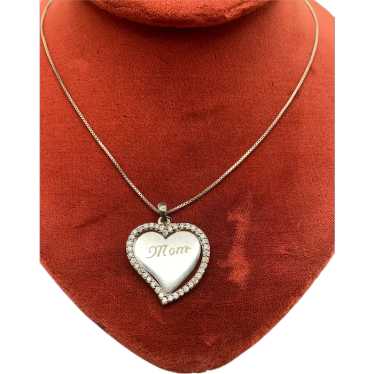 Sterling Silver Double Heart Engraved Pendant Nec… - image 1