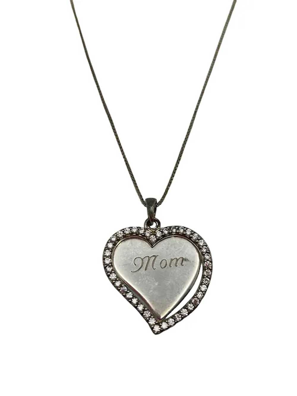 Sterling Silver Double Heart Engraved Pendant Nec… - image 2