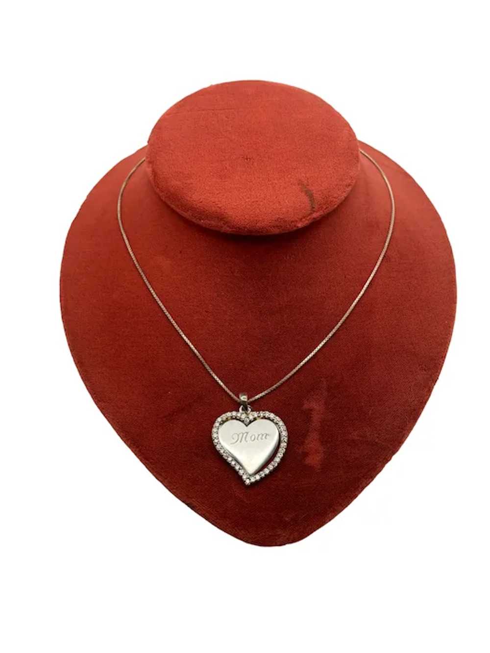 Sterling Silver Double Heart Engraved Pendant Nec… - image 4