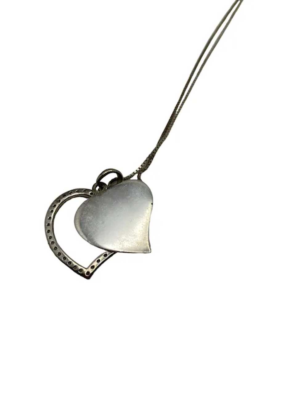 Sterling Silver Double Heart Engraved Pendant Nec… - image 7