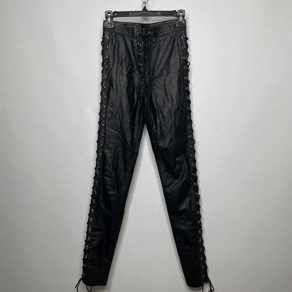 L.A. Roxx × Vintage 80s LA Roxx Black Leather Lac… - image 1