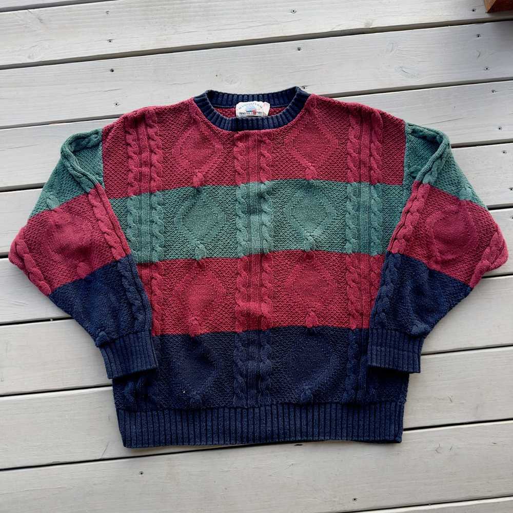 Designer × Vintage Vintage cable knit sweater red… - image 1