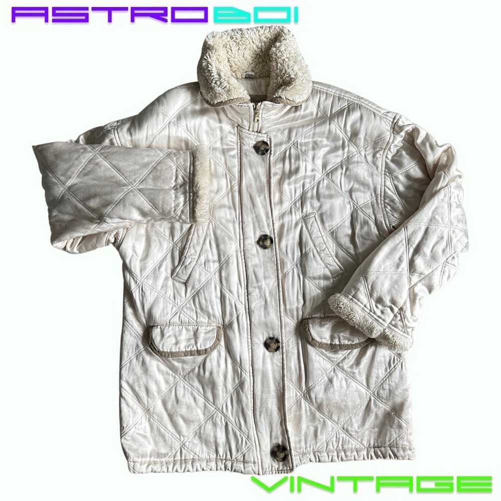 Rare × Vintage ALBERT NIPON 80s IVORY QUILTED COAT - image 1