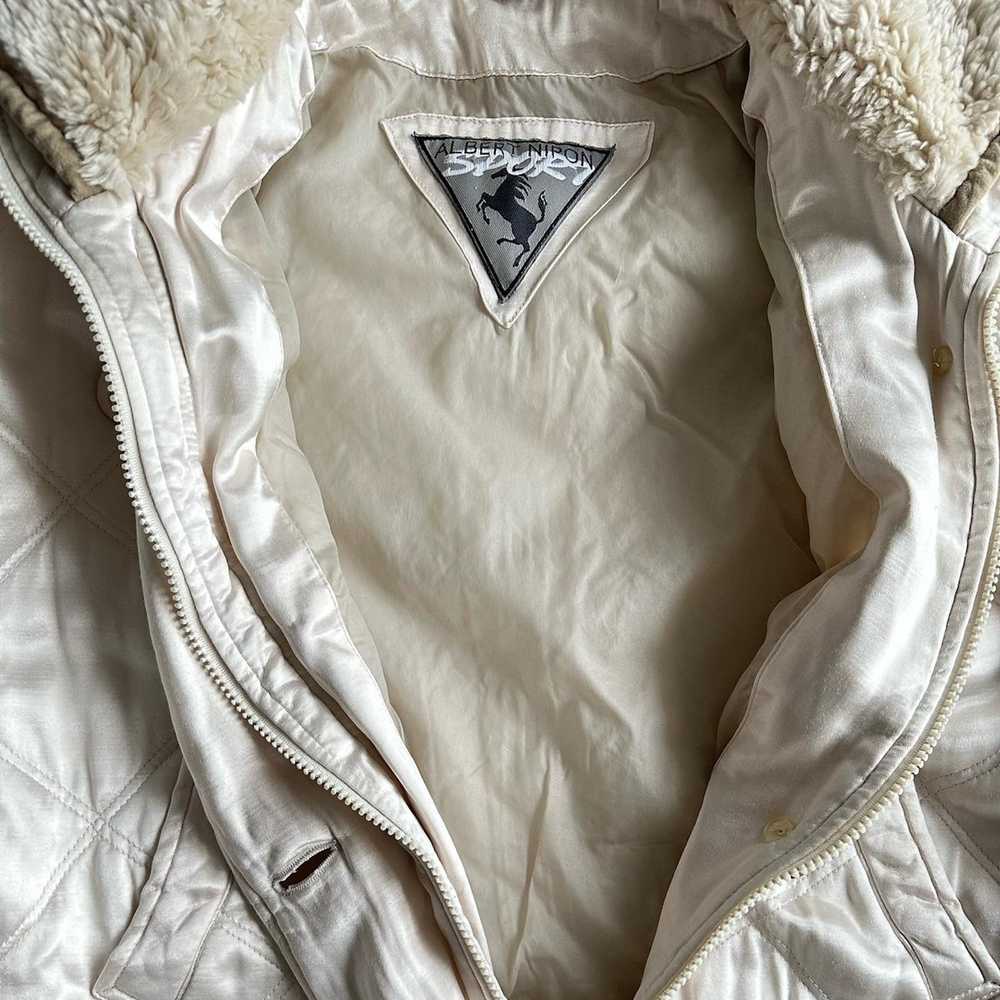 Rare × Vintage ALBERT NIPON 80s IVORY QUILTED COAT - image 3