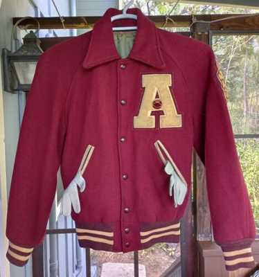 Vintage Hatchers Football Leather Wool Letterman Varsity