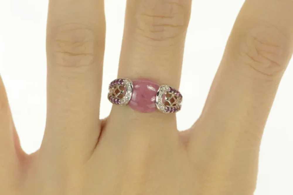 14K Rhodochrosite Diamond Sapphire Statement Ring… - image 6