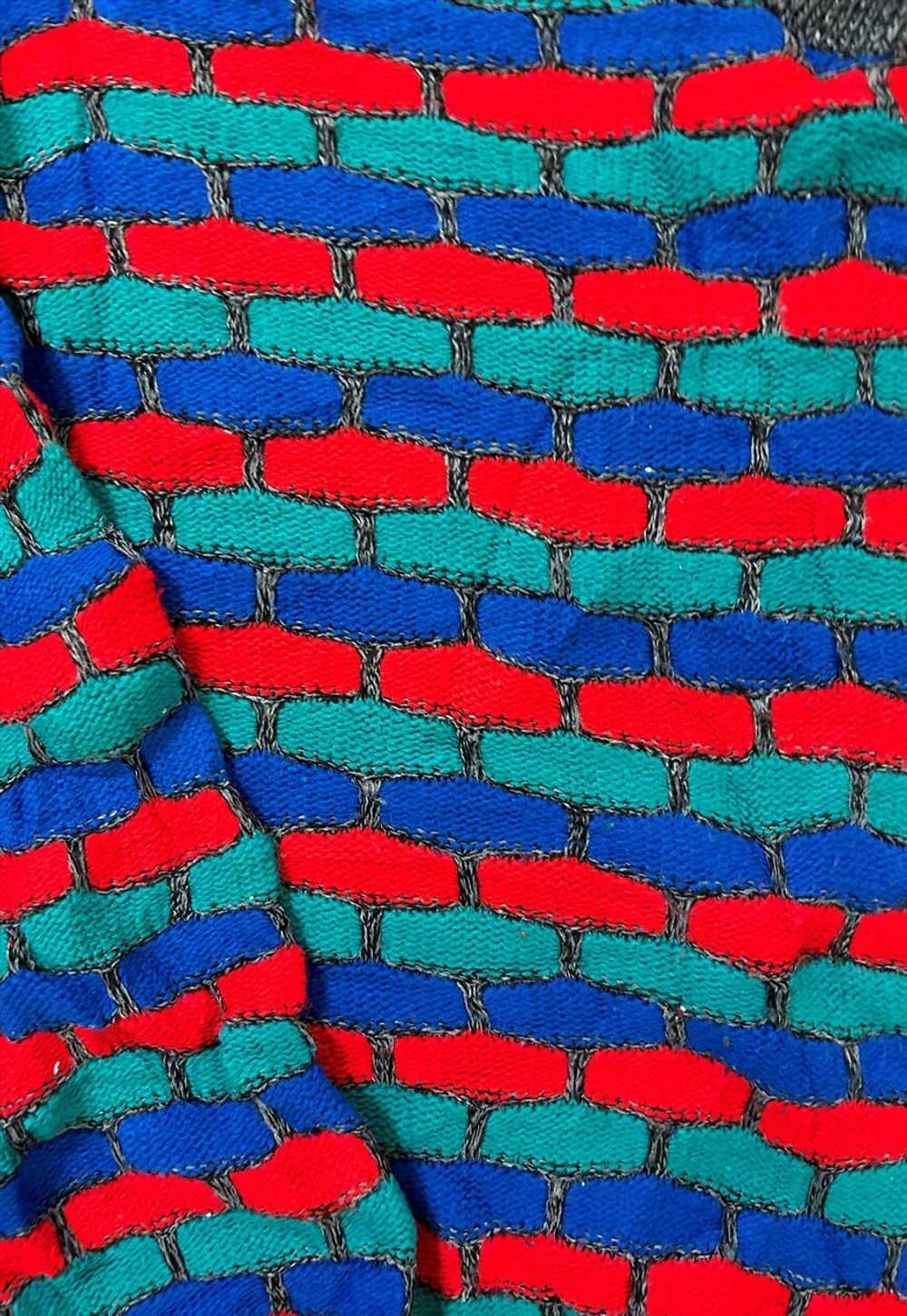 Vintage Abstract Knitted Jumper Patterned Grandad… - image 3
