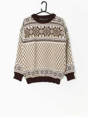 70s vintage Dale of Norway wool jumper in brown a… - image 1