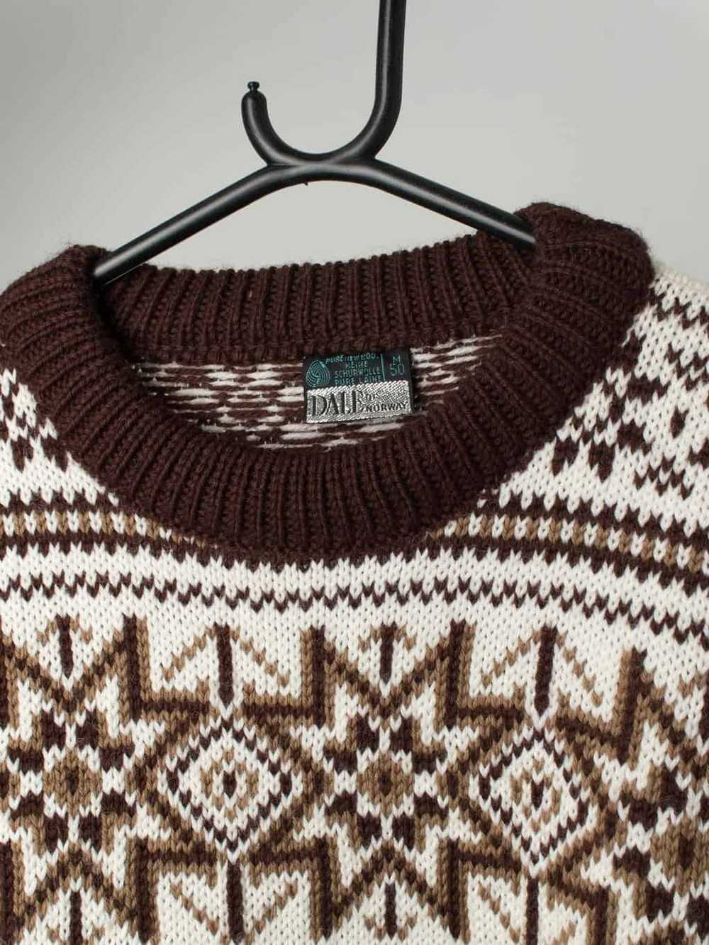 70s vintage Dale of Norway wool jumper in brown a… - image 2