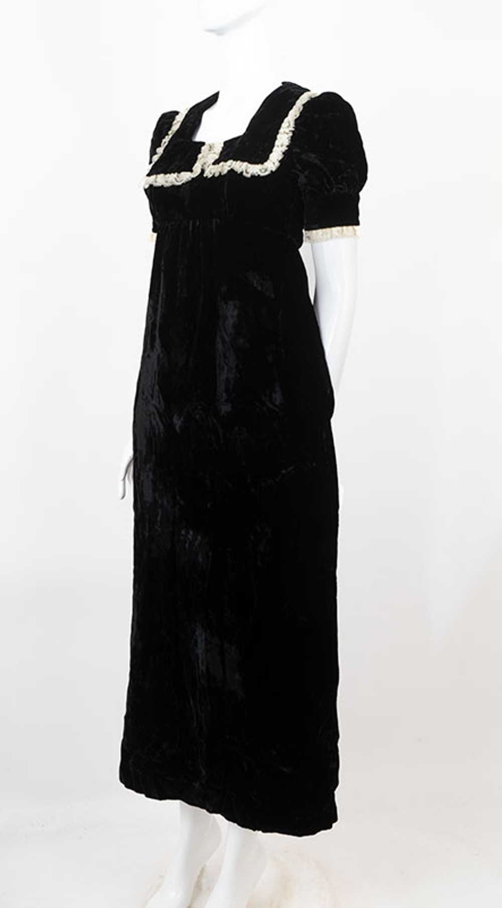 Mod 1960s Crushed Velvet NeoEdwardian Maxi Dress - image 1