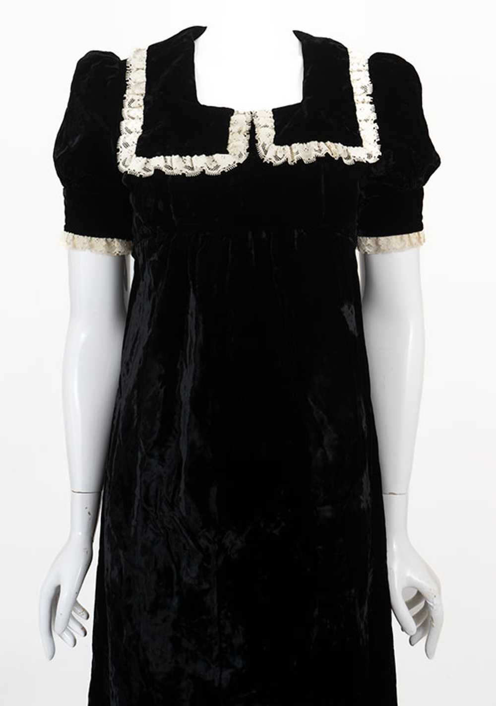 Mod 1960s Crushed Velvet NeoEdwardian Maxi Dress - image 2