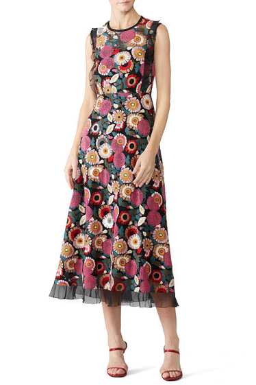 RED Valentino Embroidered Ruffle Dress