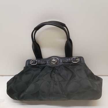 Coach Signature Handbag F29941 Monogram Hand and Shoulder Bag Grey Black Canvas