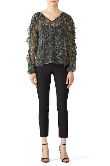 Slate & Willow Sheer Green Floral Blouse