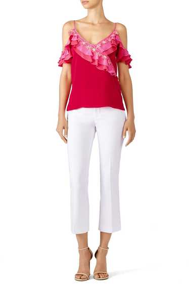 Peter Pilotto Mixed Pink Cold Shoulder Top - image 1