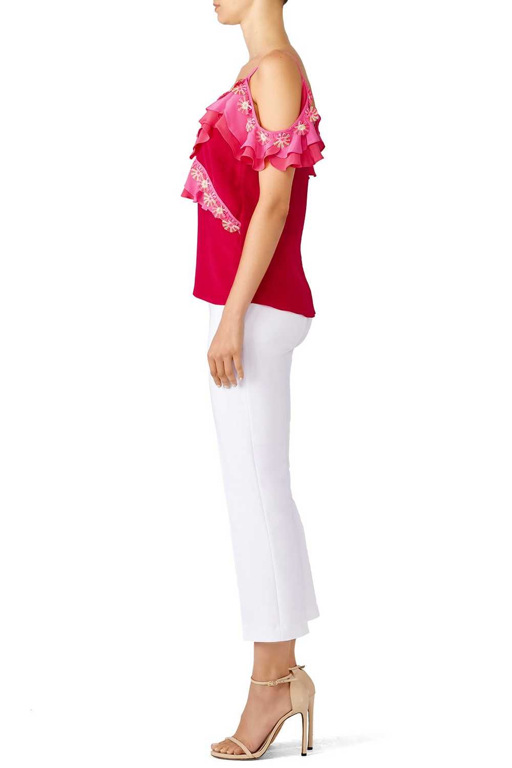 Peter Pilotto Mixed Pink Cold Shoulder Top - image 3
