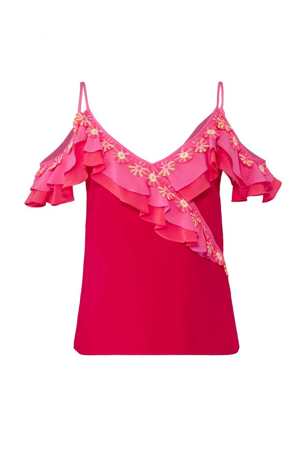 Peter Pilotto Mixed Pink Cold Shoulder Top - image 4