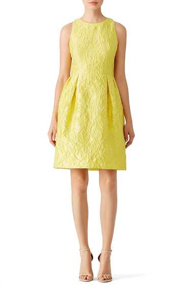 Carmen Marc Valvo Lemon Floral Jacquard Dress