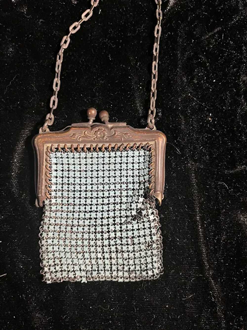 Small Blue Metal Chain Mail Coin Purse - image 3