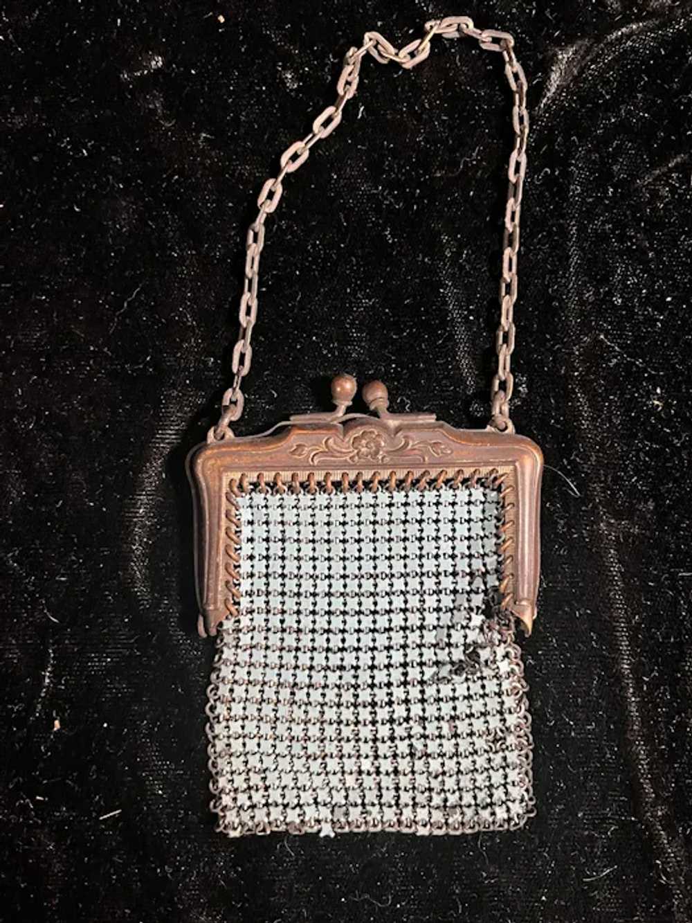 Small Blue Metal Chain Mail Coin Purse - image 4