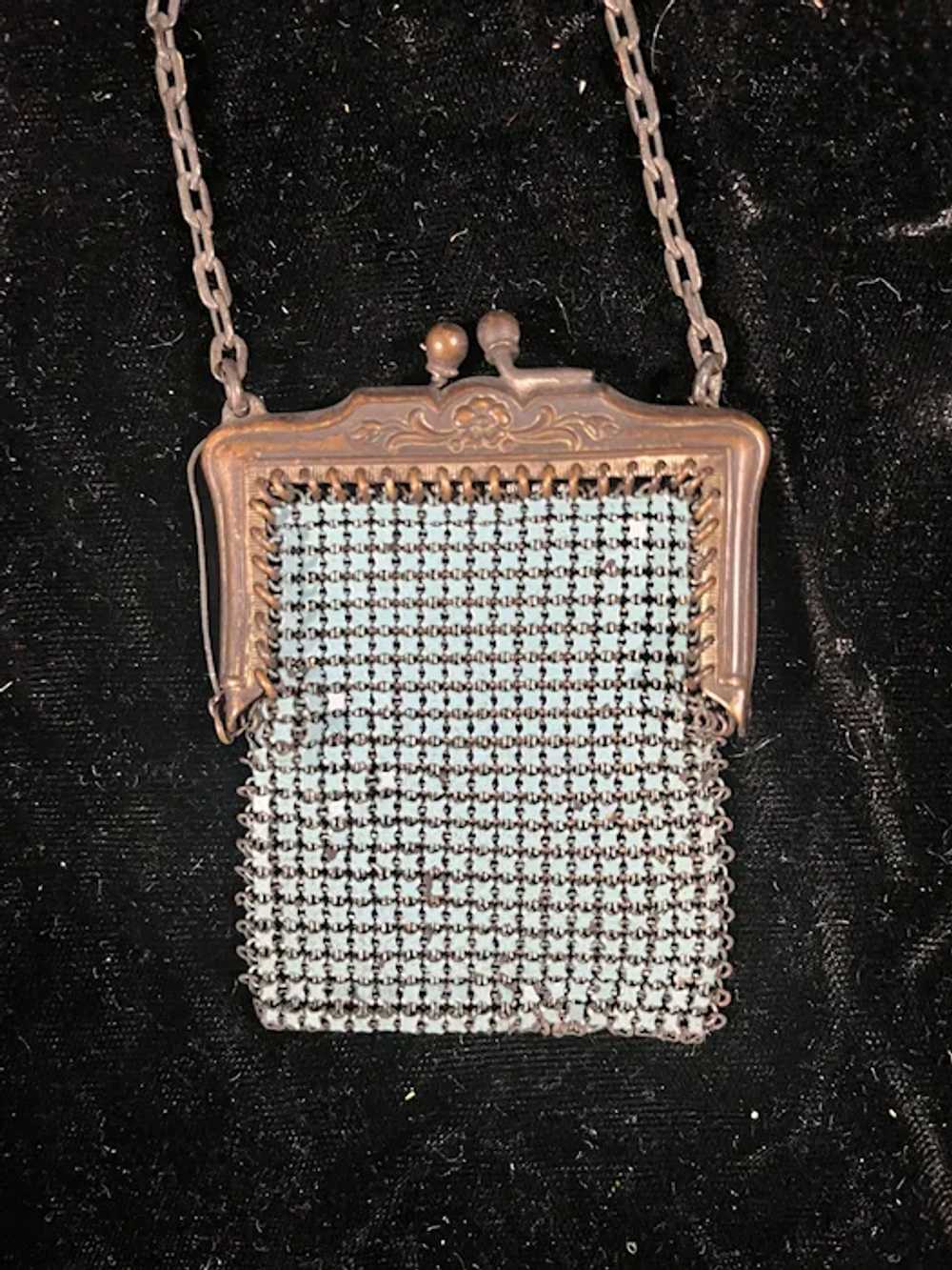 Small Blue Metal Chain Mail Coin Purse - image 5