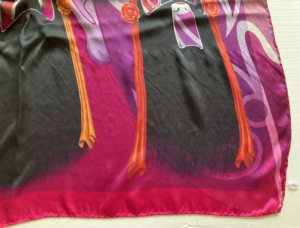 Huge Colorful Silk Square Scarf With Chinese Oper… - image 4