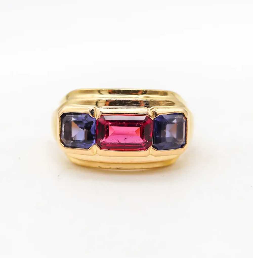Bvlgari France Three Gems Ring In 18Kt Gold With … - image 3
