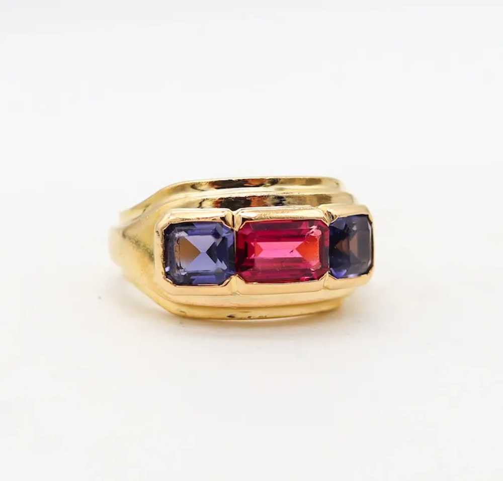 Bvlgari France Three Gems Ring In 18Kt Gold With … - image 4