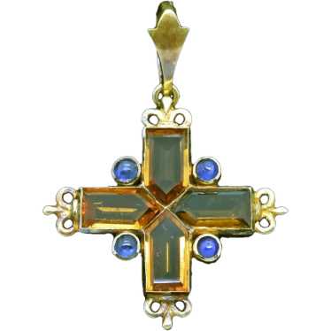 GIULIANO Antique Victorian Cross Pendant 18k Gold 